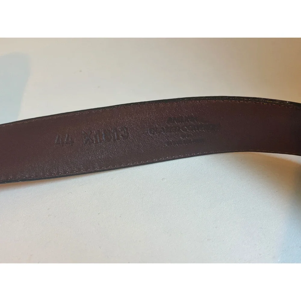 Brighton Mens Glazed Cordovan Burgundy Leather Belt Gold Buckle 44 X1813